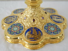 French antique solid silver gilt Gothic Chapel Set